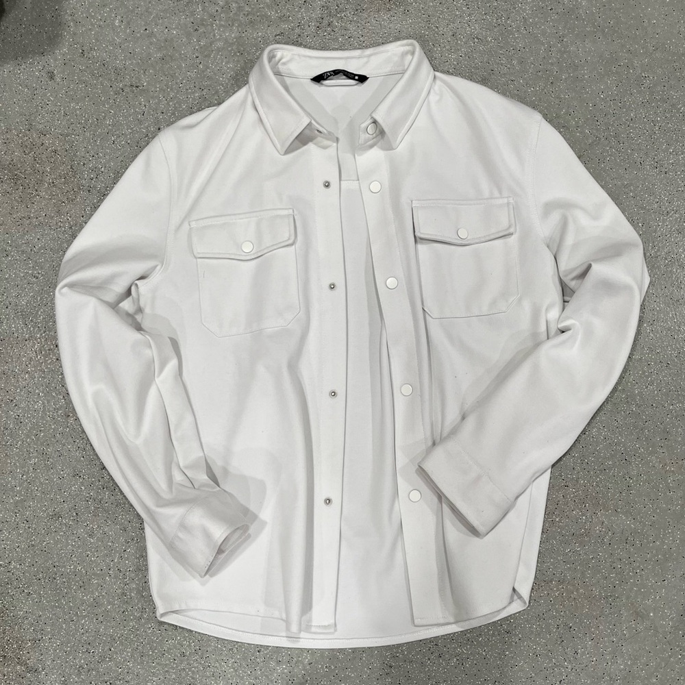 Zara White Button-Up jacket
